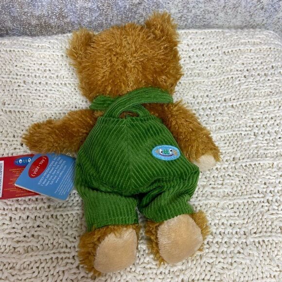 NWT YottoyTeddy Bear 9" Brown Plush Green Corduroy Overalls 2011 Stuffed Animal - Picture 4 of 8